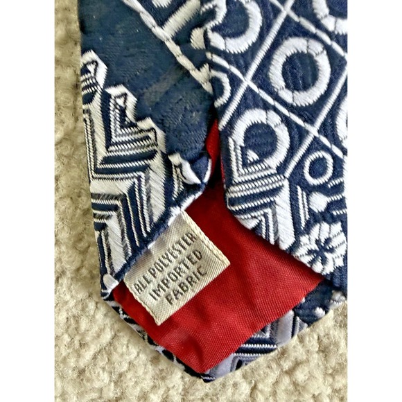 Mr John Imperial Beau Brummel Rare Vintage Navy/White Print  Men's Wide Neck Tie - Picture 7 of 7